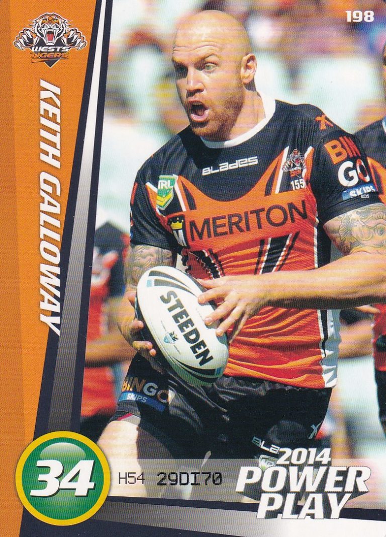 2014 NRL Power Play Common Card - Base 198 Keith Galloway Wests Tigers