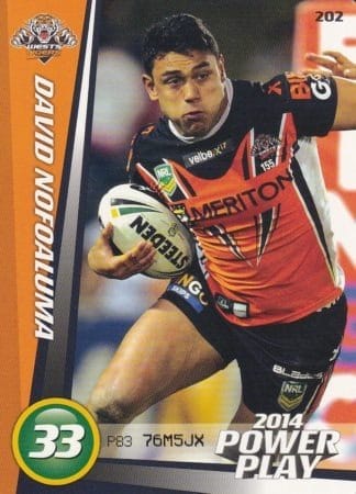 2014 NRL Power Play Common Card - Base 202 David Nofoaluma Wests Tigers