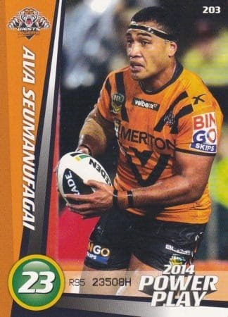 2014 NRL Power Play Common Card - Base 203 Ava Seumanufagai Wests Tigers