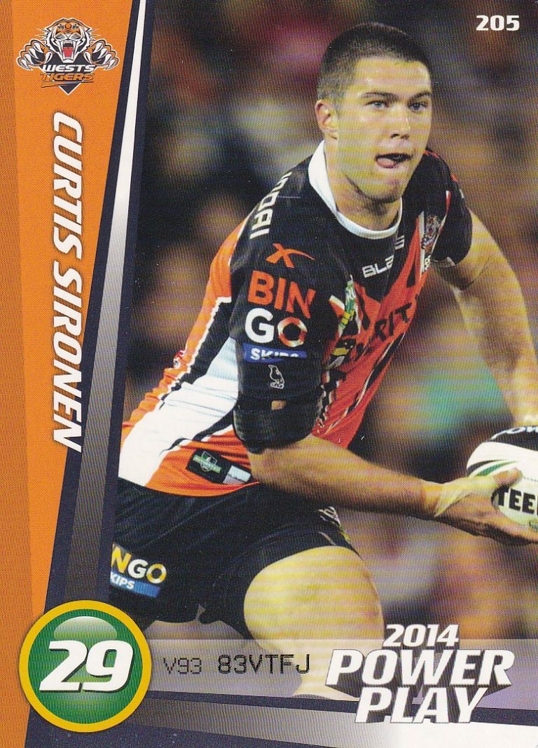 2014 NRL Power Play Common Card - Base 205 Curtis Sironen Wests Tigers