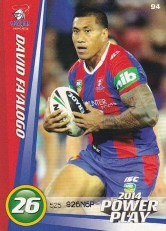 2014 NRL Power Play Common Card - Base 094 David Fa'alogo Newcastle Knights