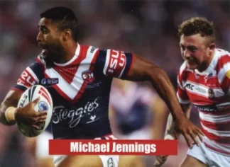 The NRL Trading Card Specialists 9 2014 World Club Challenge - Card 23 Michael Jennings