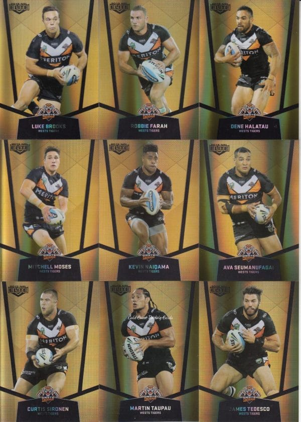 2015 NRL Elite Gold Parallel Team Set - Wests Tigers