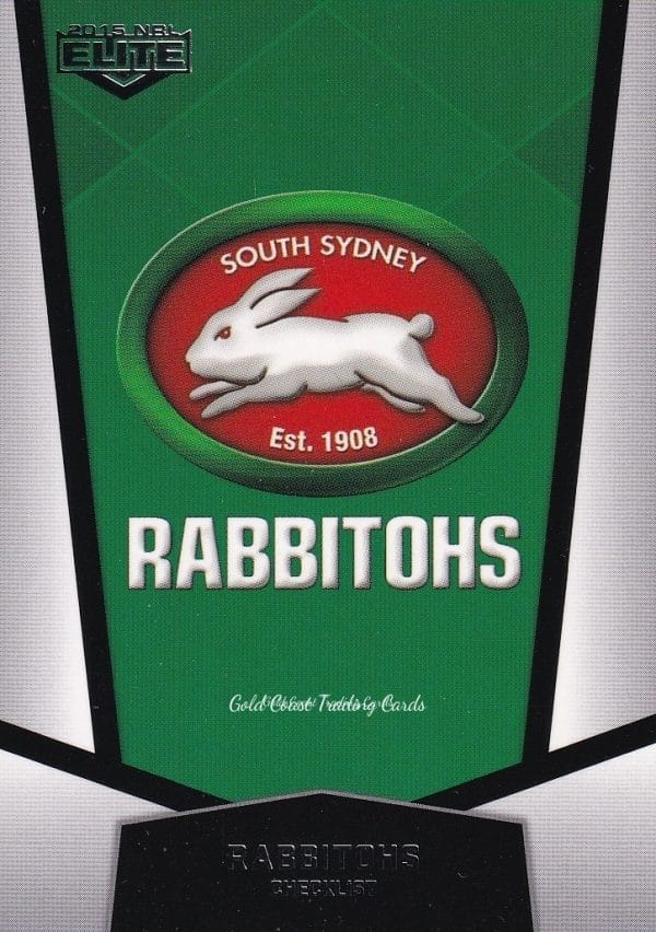2015 NRL Elite Common Card - Base 120 Logo Checklist South Sydney Rabbitohs