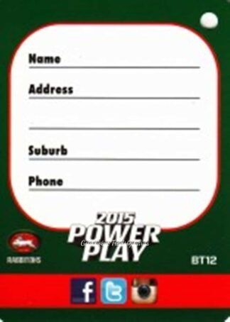 2015 NRL Power Play Bag Tag - BT12 South Sydney Rabbitohs