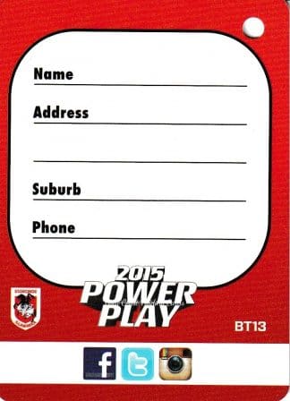 2015 NRL Power Play Bag Tag - BT13 St George Dragons