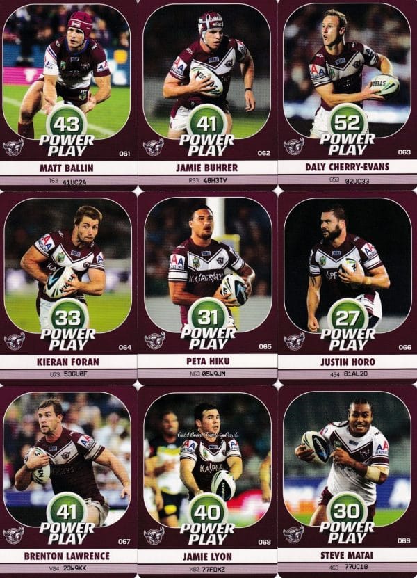 2015 NRL Power Play Base Team Set - Manly Sea Eagles