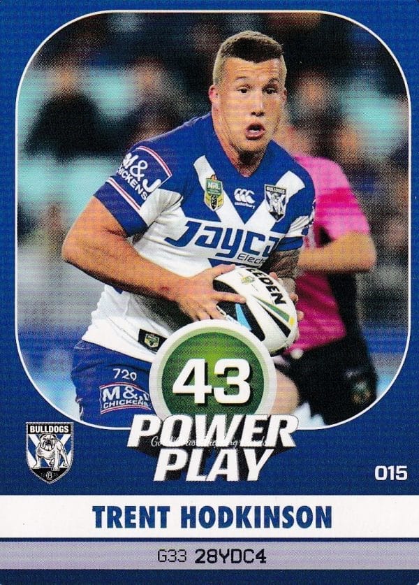 2015 NRL Power Play Common Card - Base 015 Trent Hodkinson Canterbury Bulldogs