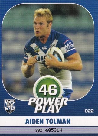 2015 NRL Power Play Common Card - Base 022 Aiden Tolman Canterbury Bulldogs