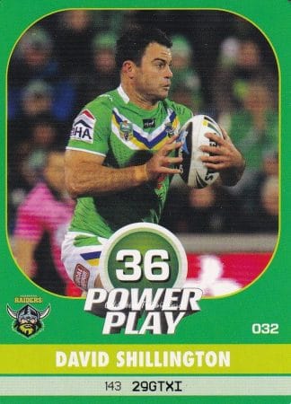 2015 NRL Power Play Common Card - Base 032 David Shillington Canberra Raiders