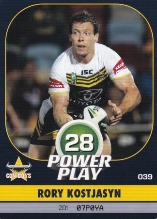2015 NRL Power Play Common Card - Base 039 Rory Kostjasyn North Qld Cowboys