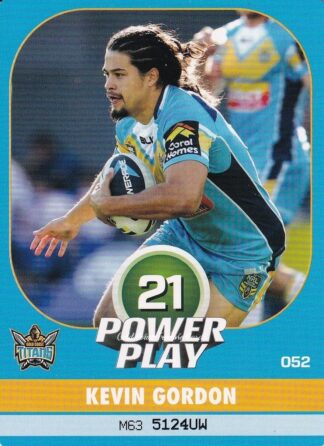 2015 NRL Power Play Common Card - Base 052 Kevin Gordon Gold Coast Titans