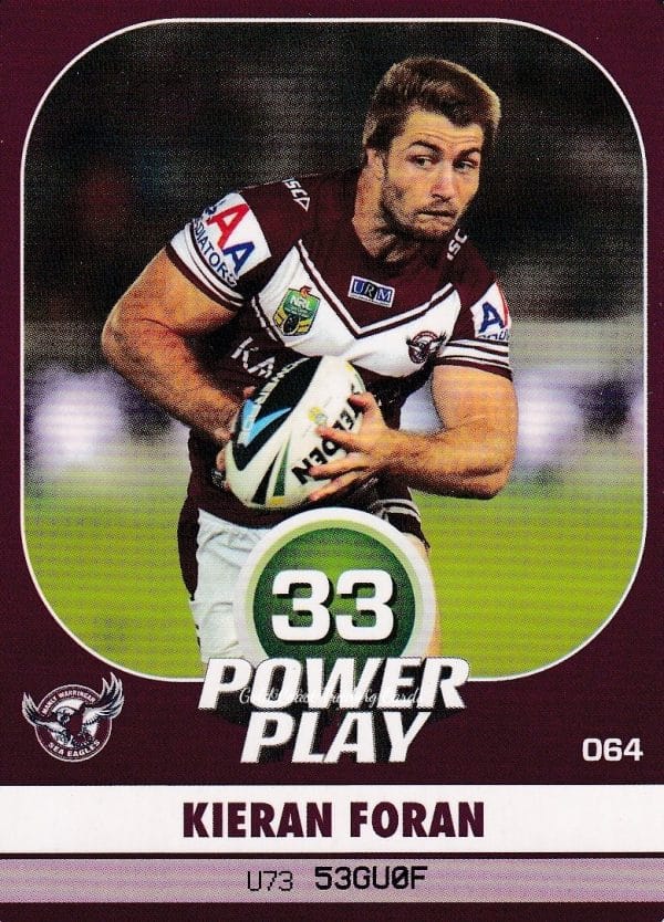 2015 NRL Power Play Common Card - Base 064 Kieran Foran Manly Sea Eagles