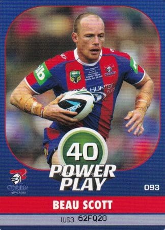 2015 NRL Power Play Common Card - Base 093 Beau Scott Newcastle Knights