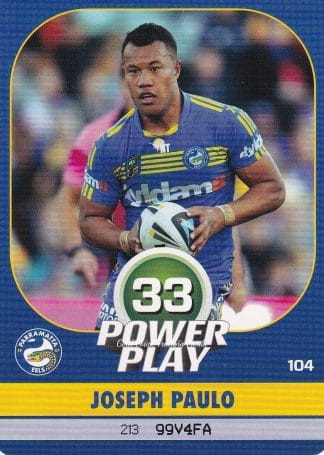 2015 NRL Power Play Common Card - Base 104 Joseph Paulo Parramatta Eels