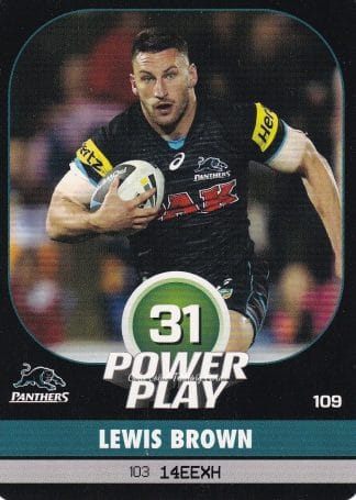 2015 NRL Power Play Common Card - Base 109 Lewis Brown Penrith Panthers