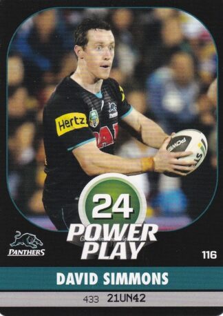 2015 NRL Power Play Common Card - Base 116 David Simmons Penrith Panthers