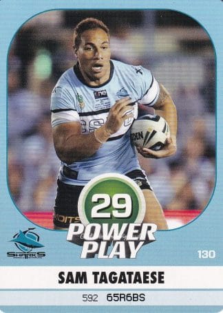 2015 NRL Power Play Common Card - Base 130 Sam Tagataese Cronulla Sharks