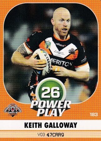 2015 NRL Power Play Common Card - Base 183 Keith Galloway Wests Tigers