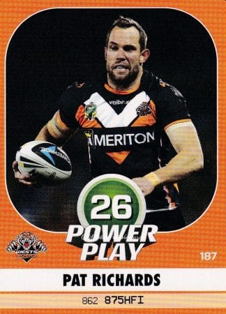 2015 NRL Power Play Common Card - Base 187 Pat Richards Wests Tigers