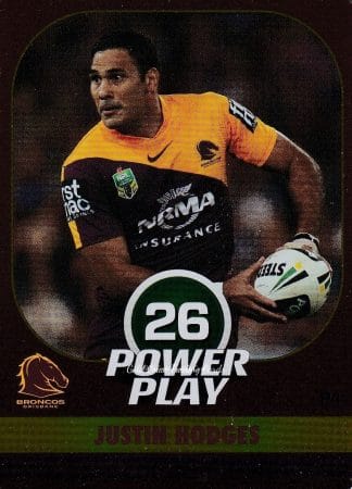 2015 NRL Power Play Parallel - P004 Justin Hodges Brisbane Broncos