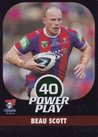 2015 NRL Power Play Parallel - P086 Beau Scott Newcastle Knights