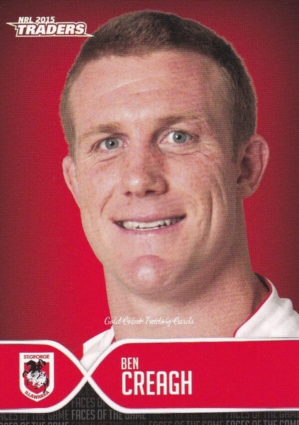2015 NRL Traders Faces Of The Game - FOTG37 Ben Creagh St George Dragons
