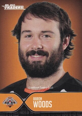 2015 NRL Traders Faces Of The Game - FOTG48 Aaron Woods Wests Tigers