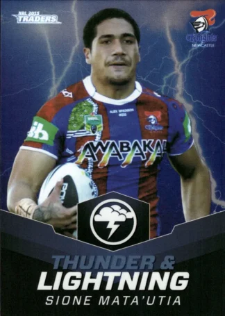 The NRL Trading Card Specialists 5 2015 NRL Traders Thunder & Lightning - TL16 Sione Mata'utia Newcastle Knights Correction Card