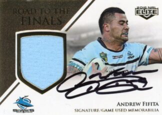 2016 NRL Elite Road To Finals Jersey Patch Signature - RFS2 Andrew Fifita Cronulla Sharks