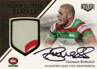 2016 NRL Elite Road To Finals Jersey Patch Signature - RFS4 Thomas Burgess South Sydney Rabbitohs