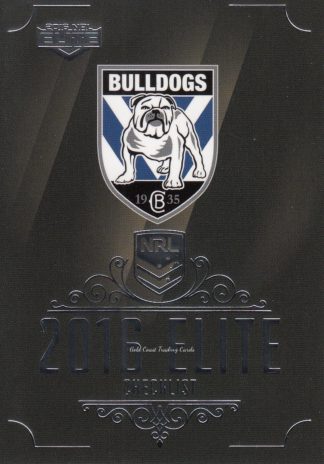 2016 NRL Elite Common Card - Base 025 Checklist Logo Canterbury Bulldogs