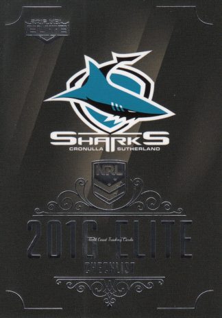 2016 NRL Elite Common Card - Base 037 Checklist Logo Cronulla Sharks