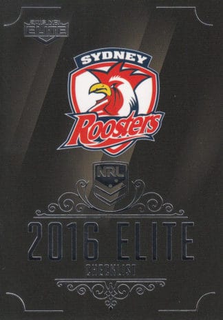2016 NRL Elite Common Card - Base 157 Checklist Logo Sydney Roosters