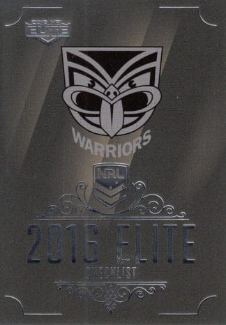 2016 NRL Elite Common Card - Base 169 Checklist Logo Warriors
