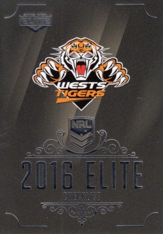 2016 NRL Elite Common Card - Base 181 Checklist Logo Wests Tigers