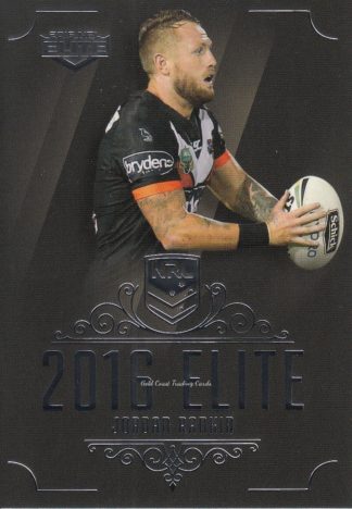 2016 NRL Elite Common Card - Base 188 Jordan Rankin Wests Tigers