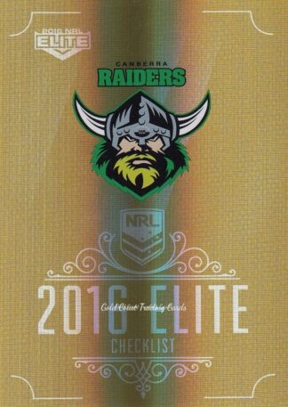 2016 NRL Elite Gold Parallel - SG013 Checklist Logo Canberra Raiders