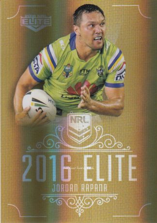2016 NRL Elite Gold Parallel - SG019 Jordan Rapana Canberra Raiders