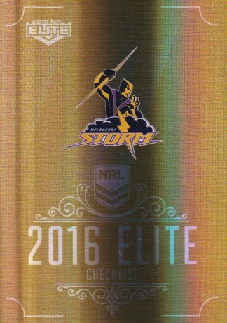 2016 NRL Elite Gold Parallel - SG073 Checklist Logo Melbourne Storm