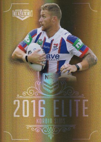 2016 NRL Elite Gold Parallel - SG094 Korbin Sims Newcastle Knights