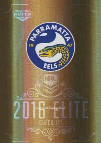 2016 NRL Elite Gold Parallel - SG109 Checklist Logo Parramatta Eels