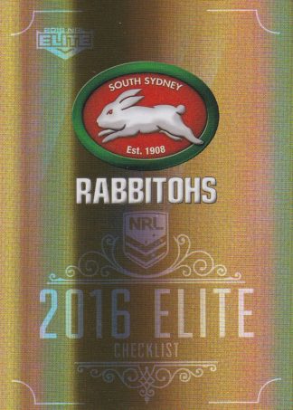 2016 NRL Elite Gold Parallel - SG133 Checklist Logo South Sydney Rabbitohs