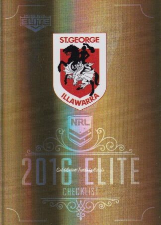 2016 NRL Elite Gold Parallel - SG145 Checklist Logo St George Dragons