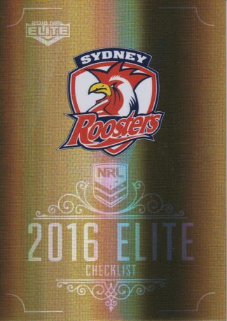 2016 NRL Elite Gold Parallel - SG157 Checklist Logo Sydney Roosters
