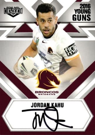 2016 NRL Elite Young Guns Signature - YG01 Jordan Kahu Brisbane Broncos