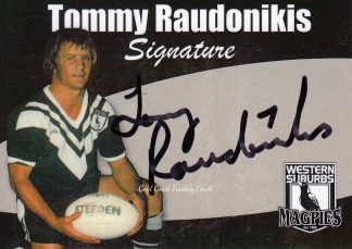 Tommy Raudonikis Limited Edition Signature Card - Western Suburbs Magpies