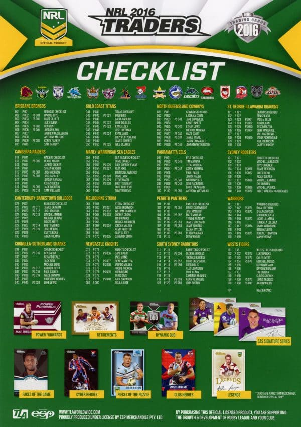 2016 NRL Traders Album With Full Base Set - 161 Common Cards - Image 2