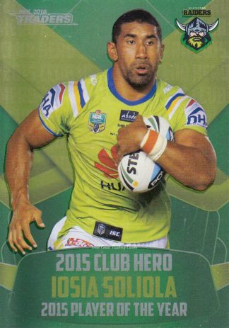 2016 NRL Traders Club Hero - CH03 Iosia Soliola Canberra Raiders