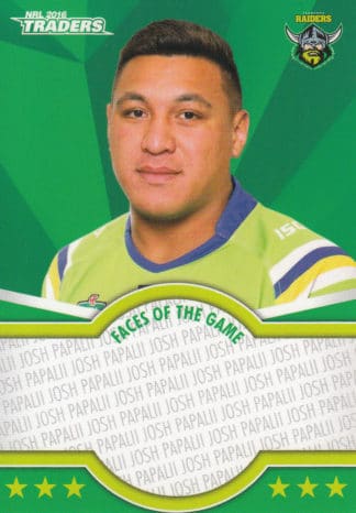 2016 NRL Traders Faces Of The Game - FOTG06 Josh Papalii Canberra Raiders